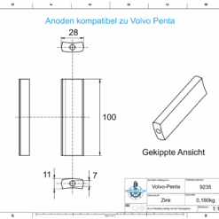 Anodes compatible to Volvo Penta | Shaft-Anode Zn 826134(Zinc) | 9235 - Image 2