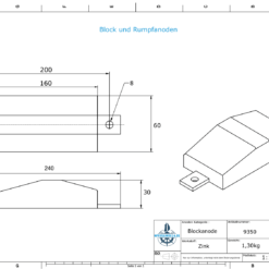 Block and body anodes flat anode L160/aluminum welding tabs (zinc) | 9350_AL - Image 2