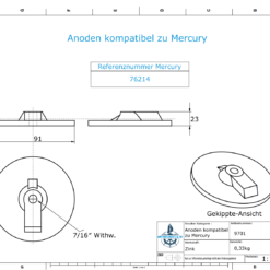 Anode set compatible with Mercury 135-200 hp | Zinc | Anode set 13 - Image 3