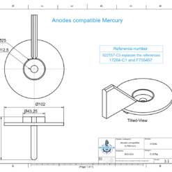Anodes compatible with Mercury | Trimmanode-AB 17264C1 (AlZn5In) | 9720AL - Image 2