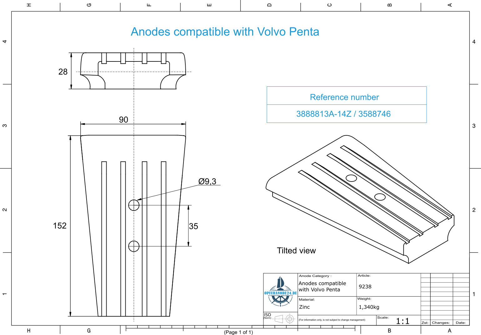 Anodes for Volvo SX-AP/DPS (zinc) | 9238 9239 | Anode set 10 - Image 2