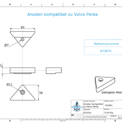 Anodes compatible to Volvo Penta | Lenkgabelanode 872675 (AlZn5In) | 9228AL