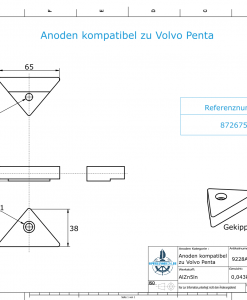 Anodes compatible to Volvo Penta | Lenkgabelanode 872675 (AlZn5In) | 9228AL