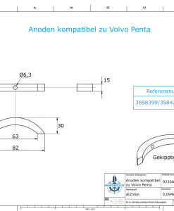 Anodes compatible to Volvo Penta | Propeller-Anode (kit/3 parts) | 3858399 | 3584247 | 3858955 | (AlZn5In) | 9230AL