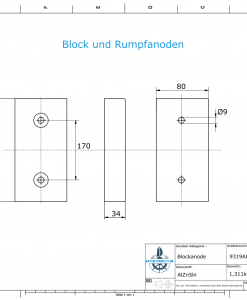 Block- and Ribbon-Anodes Block L230/170 (AlZn5In) | 9319AL