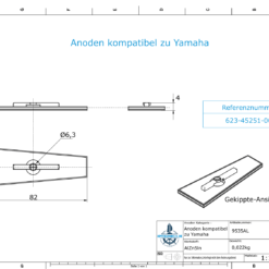 Anodes compatible to Yamaha and Yanmar | Anode 9,5 15 PS 623-45251-00 (AlZn5In) | 9535AL