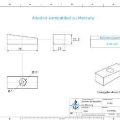 Anodi compatibili con Mercury | Anodo dell'albero 826134 (Zinco) | 9700