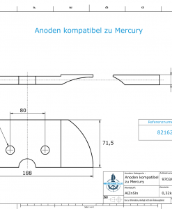 Anodes compatible to Mercury | Anode-Plate 821629 (AlZn5In) | 9703AL