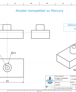 Anodes compatible to Mercury | Anode-Plate 85824 (AlZn5In) | 9710AL