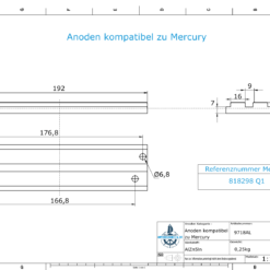 Anodi compatibili con Mercury | Mariner Anode 818298 Q1 (AlZn5In) | 9718AL