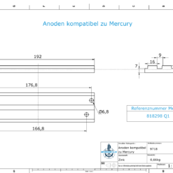 Anodi compatibili con Mercury | Mariner Anode 818298 Q1 (Zinco) | 9718