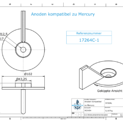 Anodes compatible to Mercury | Trim-Tab-Anode-AB 17264C1 (AlZn5In) | 9720AL