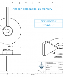 Anodes compatible to Mercury | Trim-Tab-Anode-AB 17264C1 (AlZn5In) | 9720AL