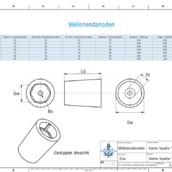Shaftend-Anodes with hexagon socket SW32 (Zinc) | 9463