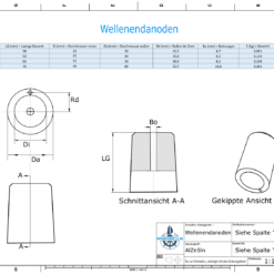 Shaftend-Anodes with carrier punch 25 mm (AlZn5In) | 9636AL