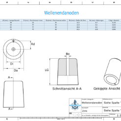 Shaftend-Anodes with carrier punch 35 mm (Zinc) | 9637