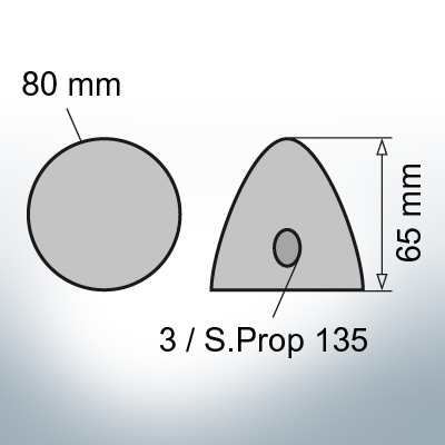 Three-Hole-Caps | Prowell Sailprop 135 Ø80/H65 (Zinc) | 9408