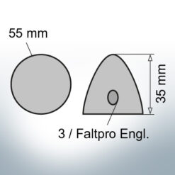 Three-Hole-Caps | suitable for Foldprop Engl. Ø55/H35 (Zinc) | 9444