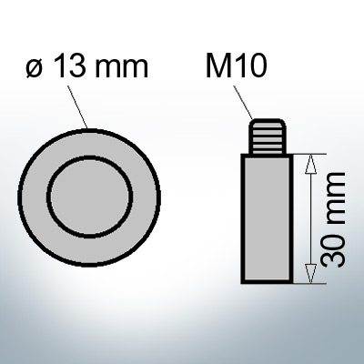 Bolt-Anodes M10 Ø13/L30 (AlZn5In) | 9106AL
