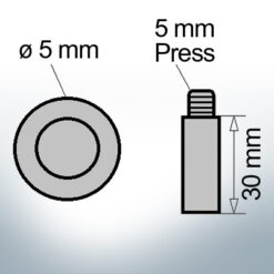 Bolt-Anodes 5 mm Press Ø5/L30 (AlZn5In) | 9156AL
