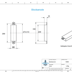 Block and body anodes Square 230X80X35 | Lo290 (zinc) | 9363 - Image 2