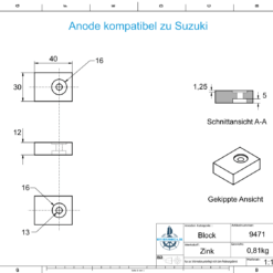 Anodes compatible with Suzuki | 40-115 hp | Ref: 55320-95310 | Zinc | 9471 - Image 2