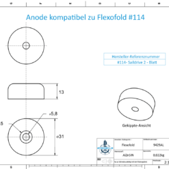 Anode compatible with Flexofold | 2-piece | Ø31x13 | AlZn5In | Small | Ref. #114 | 9429AL - Image 2